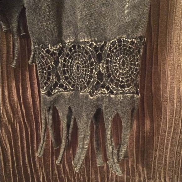 Rebecca Elliot Black Acid Wash Fringe Cardigan - Picture 5 of 5